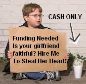 Kid holding sign for funding